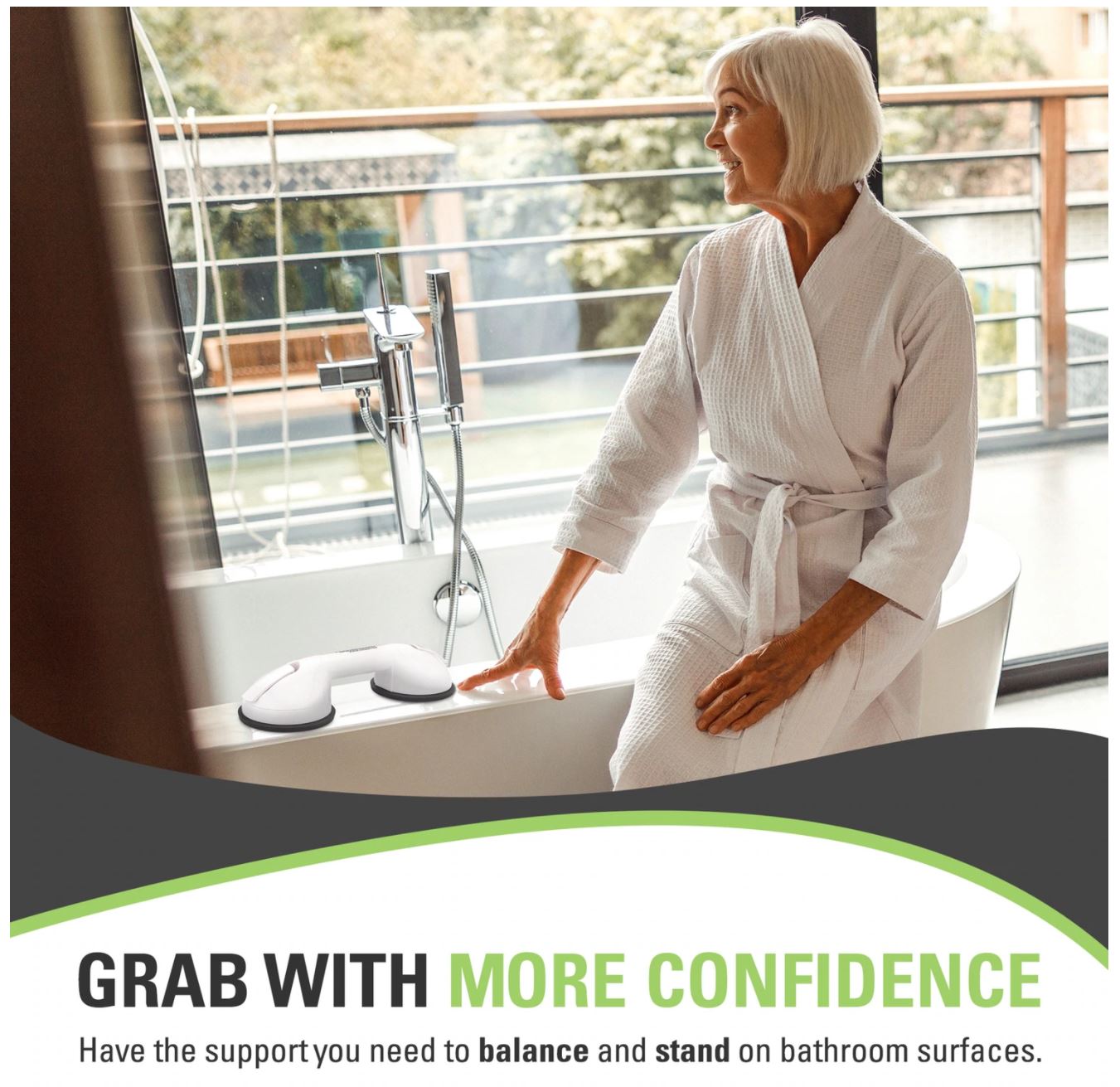 Telescoping Portable Suction Grab Bar