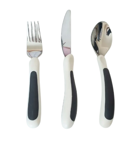 Kura Care Adult Cutlery Set - Black and White