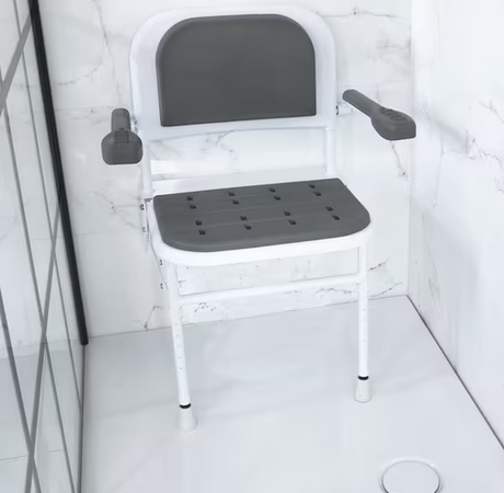 Wall-Mounted Folding Shower Seat with Padded Seat