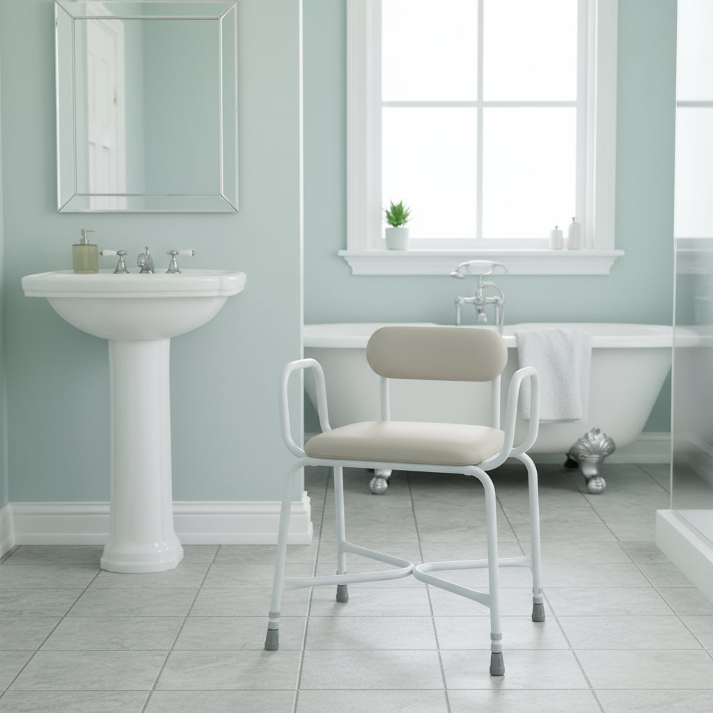 Bariatric Perching Stool with Arms and Backrest