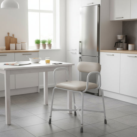 Bariatric Perching Stool with Arms and Backrest